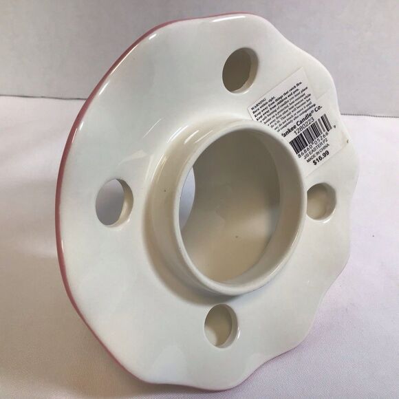 Yankee Candle Ceramic Jar Topper Shade Bunny Floral Large Pink Rim 1280223 - Picture 7 of 9